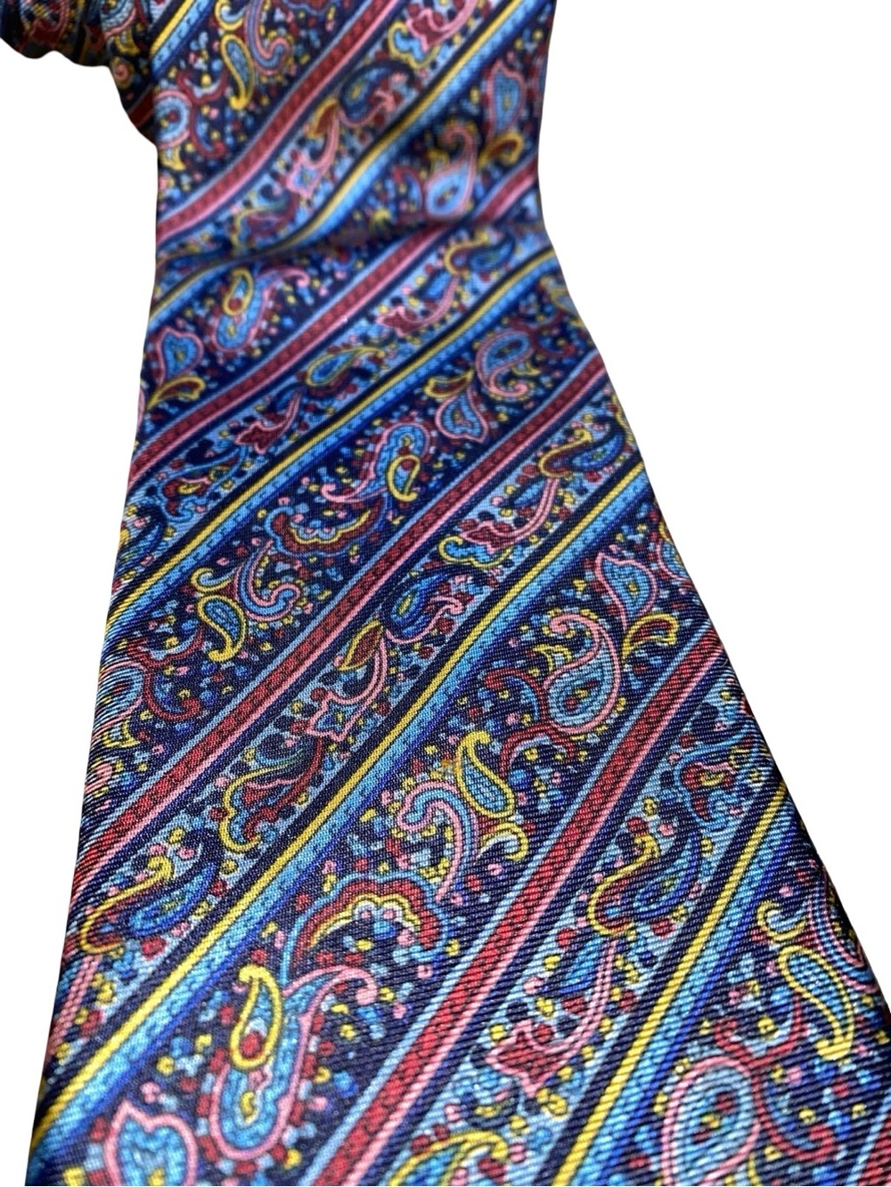 Vintage Carriage Club All Silk Paisley Stripe Necktie Classic Mens Designer Tie